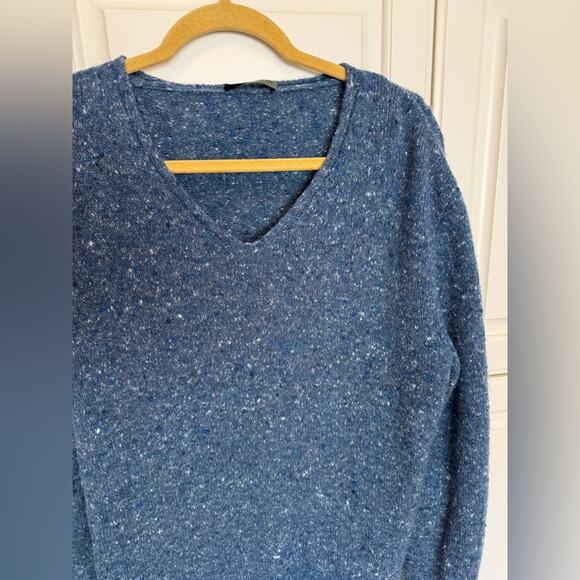 Vestimenta Heathered Blue Men's V-Neck Sweater Size Med - Large Wool Cashmere - Picture 1 of 7